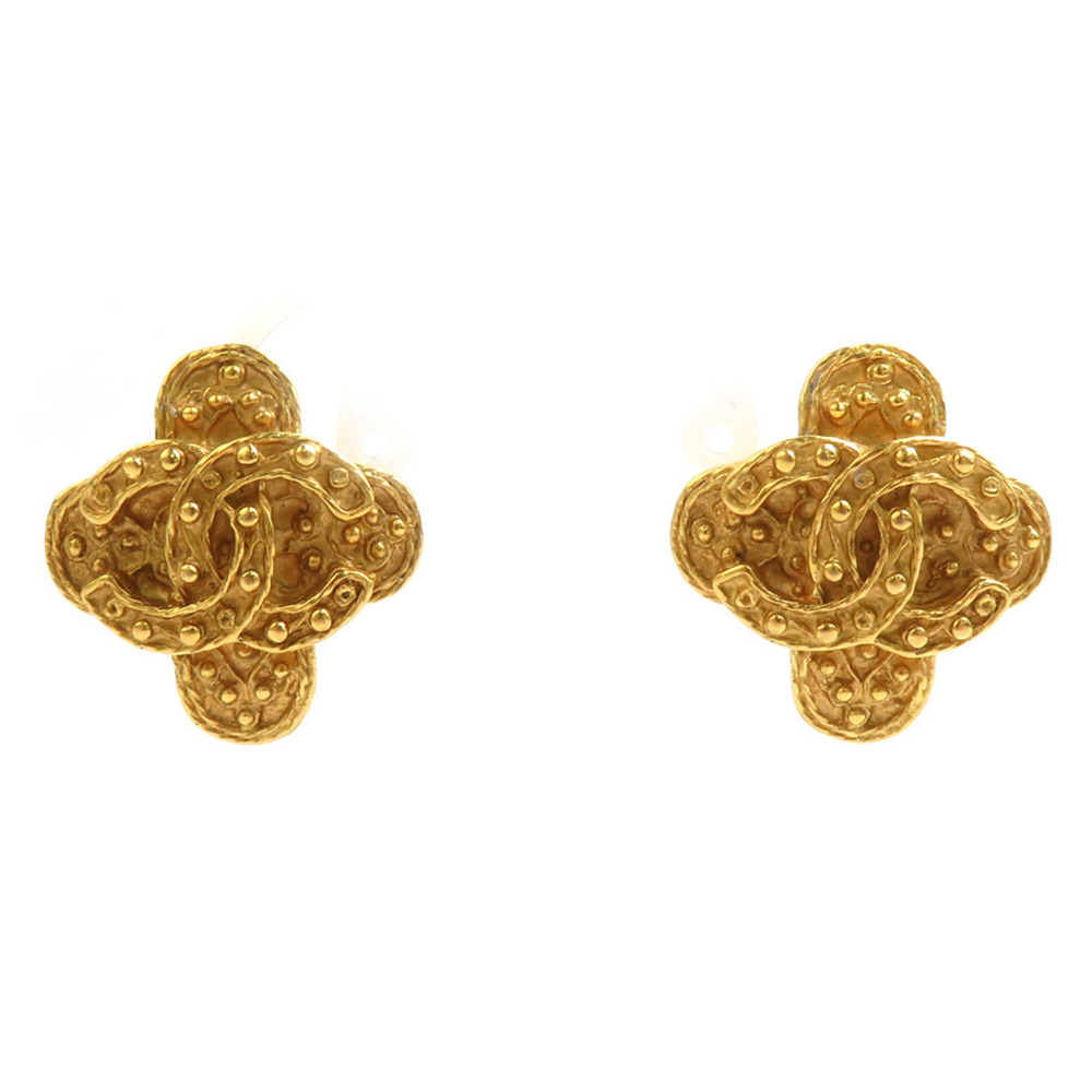 CHANEL Authentic Gold Logo Earrings - Picture 1 of 5